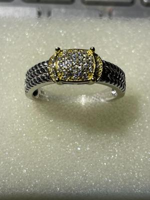 YGI Designer Sterling Silver .925 CZ Wedding Band Style Ring Size-Full 7.75 in VG Preowned Condition.