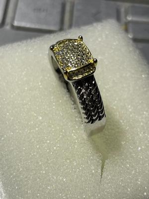 YGI Designer Sterling Silver .925 CZ Wedding Band Style Ring Size-Full 7.75 in VG Preowned Condition.