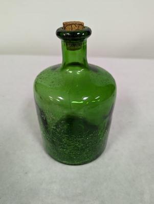 Vintage Crackle Green Bottle