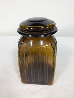 Vintage Large Ribbed Amber Glass Canister