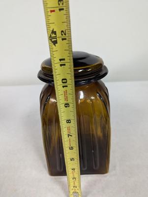 Vintage Large Ribbed Amber Glass Canister