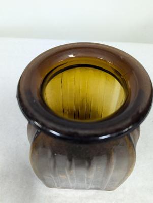 Vintage Large Ribbed Amber Glass Canister