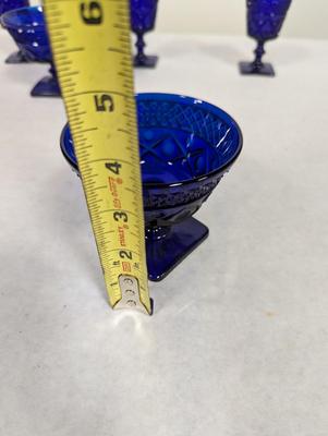 Ritz Blue Cobalt Waffer Stem Cape Cod Pattern Glasses