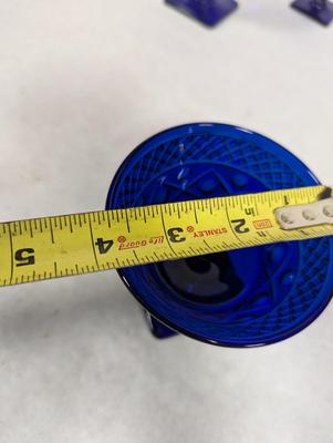Ritz Blue Cobalt Waffer Stem Cape Cod Pattern Glasses