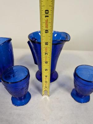 Jeannette Glass Cobalt Blue Pitchers & Glasses