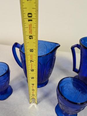 Jeannette Glass Cobalt Blue Pitchers & Glasses