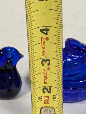 Cobalt Blue Nesting Rabbit & Bird (signed)