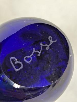 Cobalt Blue Nesting Rabbit & Bird (signed)