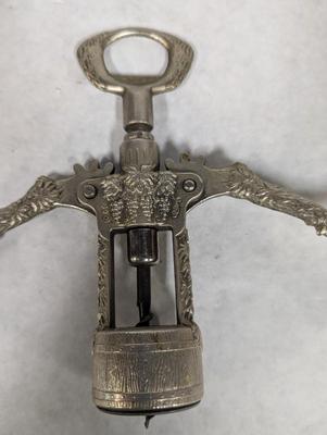 Vintage Ornate Italian Metal Cork Screw Wine Bottle Opener