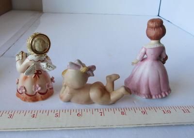 3 Vintage Figurines: Angel, Baby, Lady