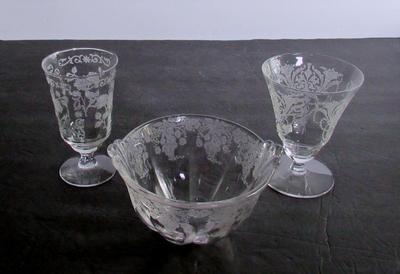 Lot of 1940-50's Etched Glass: Cambridge Diane, Rosepoint and Others