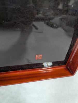 Vintage Black & Red Lacquer Irises Tray Made In Japan