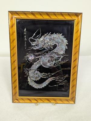 Hand Made Mother Of Pearl Made In Korea Framed Dragon
