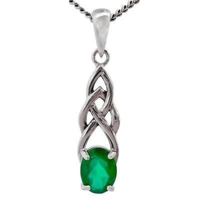 14k White Gold 18" Chain with 1.3" WG Pendant w/ Chrysoprase sotne 2.5ct.