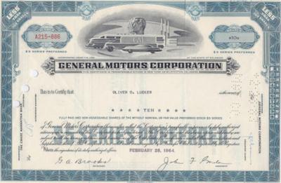 Hand Signed Harley Davidson Stock Cert. & 2 GM Certs.