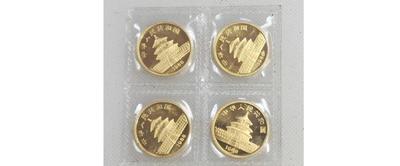 4 x 1988 CHINESE PANDA .999 1/4 OZ FINE GOLD ROUND COIN BULLION 25 YUAN SEALED
