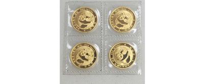 4 x 1988 CHINESE PANDA .999 1/4 OZ FINE GOLD ROUND COIN BULLION 25 YUAN SEALED