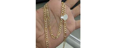 14kt Real Gold Figaro Diamond Cut Chain 4.5mm 22 Inch