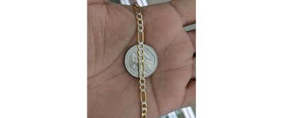 14kt Real Gold Figaro Diamond Cut Chain 4.5mm 22 Inch