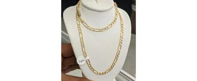 14kt Real Gold Figaro Diamond Cut Chain 4.5mm 22 Inch