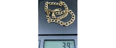 9” 14k Yellow Gold Cuban Link Diamond Cut 2 Tone Curb Bracelet 4.5mm 3.9g 9 Inch