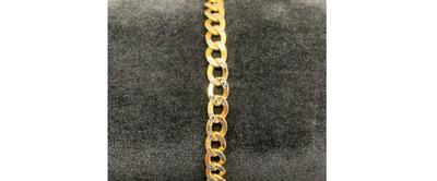 9” 14k Yellow Gold Cuban Link Diamond Cut 2 Tone Curb Bracelet 4.5mm 3.9g 9 Inch