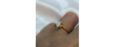 Ring 14K Gold Size 7 Fire Opal