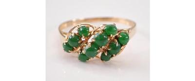 Vintage 20K Yellow Gold Jade Ring Size 8