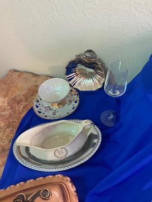 AN ARRAY OF DIFFERENT ITEMS, GLASSWARE, CHINA, COPPER, AND MORE!