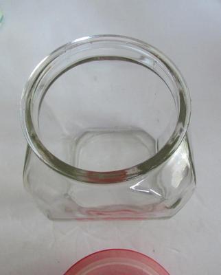 Vintage Glass Flour Canister With Red Trim