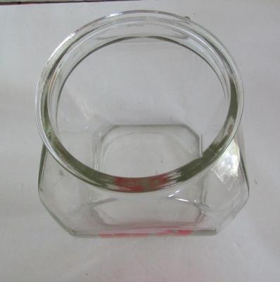 Vintage Glass Sugar Canister With Red Trim