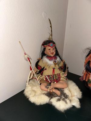 2 KINNEX PORCELAIN NATIVE AMERICAN DOLLS