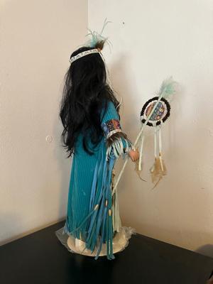 31" PORCELAIN NATIVE AMERICAN DOLL