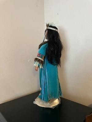 31" PORCELAIN NATIVE AMERICAN DOLL