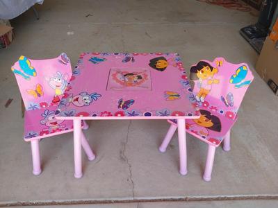 CHILDRENS DORIS TABLE WITH TWO CHAIRS AND PUZZELS