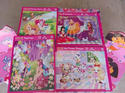 CHILDRENS DORIS TABLE WITH TWO CHAIRS AND PUZZELS