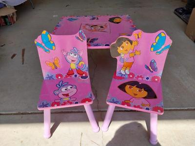 CHILDRENS DORIS TABLE WITH TWO CHAIRS AND PUZZELS
