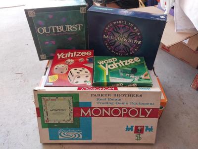BOARD GAMES-OUTBURST-YAHTZEE=WORD YAHTZEE AND MORE