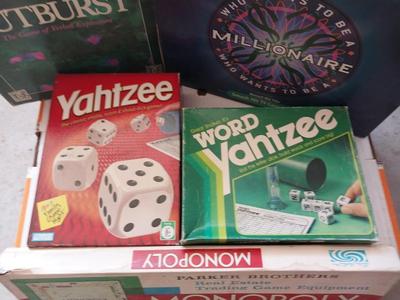 BOARD GAMES-OUTBURST-YAHTZEE=WORD YAHTZEE AND MORE