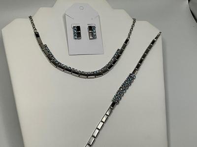 Silver with Blue Crystals set.