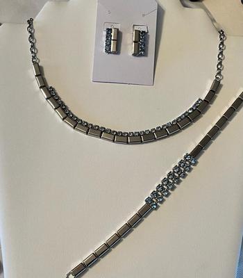 Silver with Blue Crystals set.