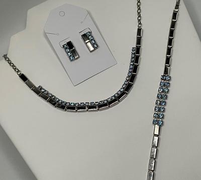 Silver with Blue Crystals set.