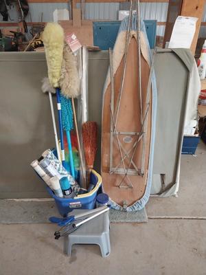 CLEANING TOOLS AND VINTAGE IRONBOARD