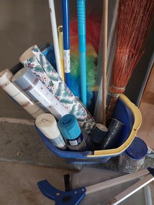 CLEANING TOOLS AND VINTAGE IRONBOARD
