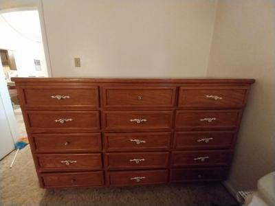 FIFTEEN DRAWER WOODEN DRESSER