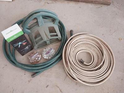 HOSES-HOSE HOLDERS- DECROTIVE MARBLES AND SOLAR STAKE LIGHT