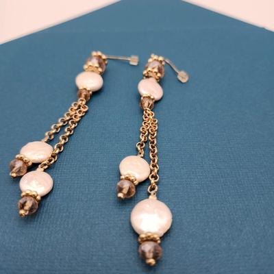 Lovely Baroque pearls on gold tone chain earrings