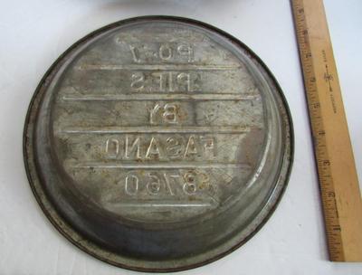 Two Nice Old Pie Tins, Advertising Fasano and Case Moody