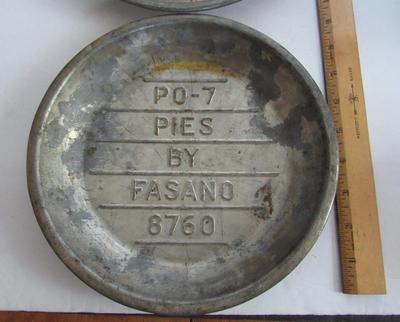 Two Nice Old Pie Tins, Advertising Fasano and Case Moody