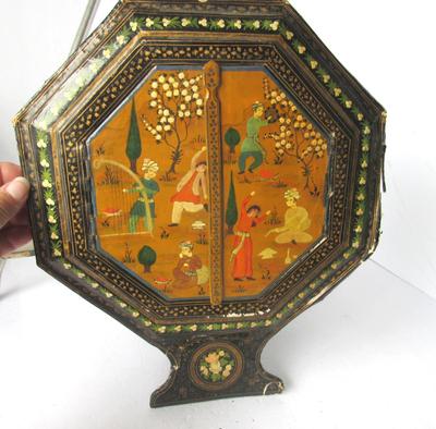 Very Old Fragile Lacquered Paper/Cardboard Mirror